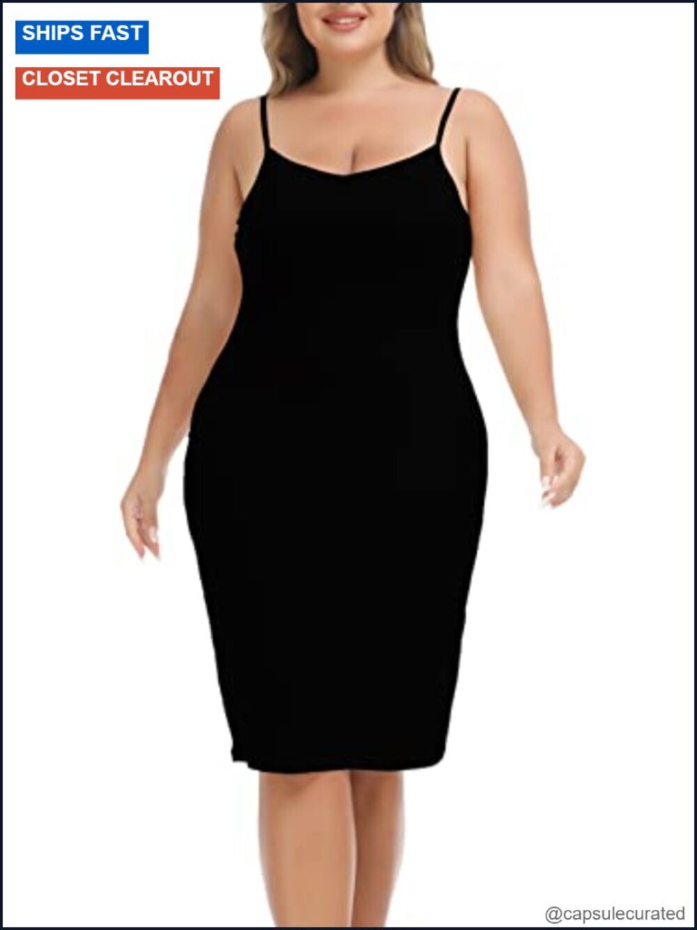 Plus Size Full Slip Dress V-Neck Adjustable Spaghetti Strap Modal Spandex